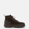 MEZZALUNA DARK BROWN SUEDE LACE UP MID BOOTS