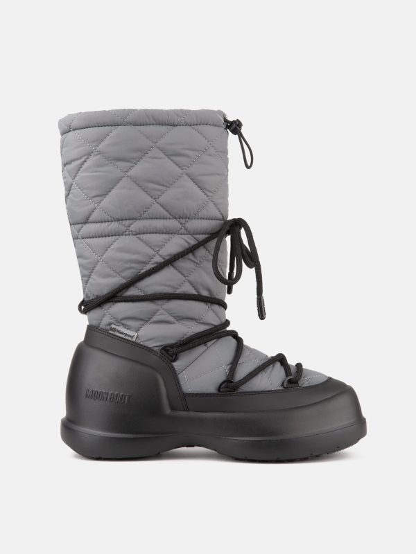 MEZZALUNA GREY QUILTED HIGH BOOTS